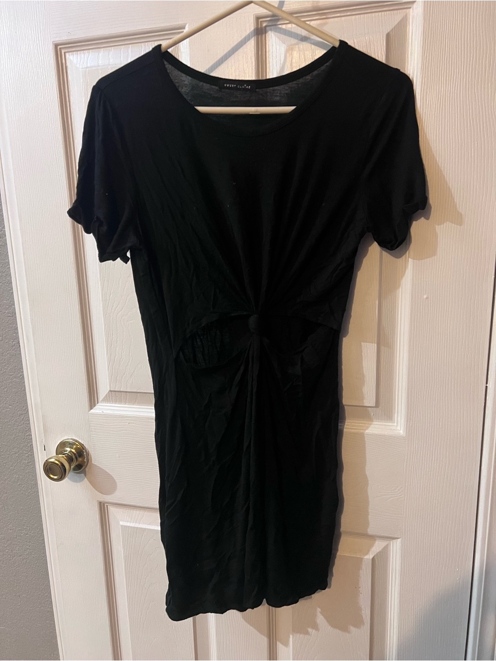 Sweet Claire Black Knot-Front Short Dress